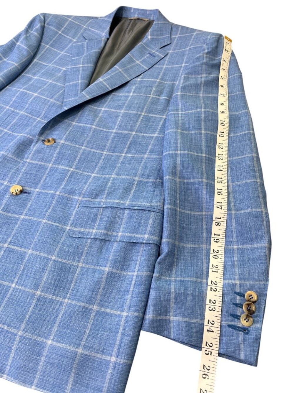 Canali Mens US 44R Exclusive Sport Jacket Blue Windowpane Wool-Silk Italy Blazer - Picture 8 of 10